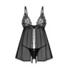 Babydoll ja Blomentis stringit - Musta XL/2XL