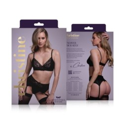 Sanne 3-delt lingerisæt - sort animal XL