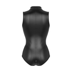 Body Xenna s dvosmjernim patentnim zatvaračem mokrog izgleda - crno 2XL