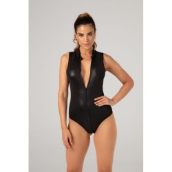 Body Xenna s dvosmjernim patentnim zatvaračem mokrog izgleda - crno 2XL