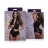 Body Xenna med tovejs lynlås vådt look - sort 2XL