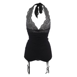 Ensemble porte-jarretelles et top Catchy Cabaret - noir 2XL