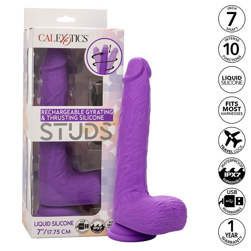 Studs Genopladelig og Roterende Vibrator med 10 Vibrationer - Violet