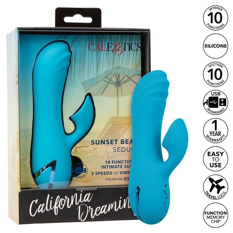 Sunset Beach Seducer Vibrator și Stimulator 10 Funcții Albastru
