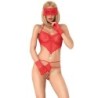 Cr 3882 Set Body Crotchless Röd S/M
