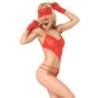 Cr 3882 Zestaw Body Crotchless Czerwony S/M