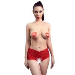 Cr 4641 Piros Crotchless Bugyi L/Xl