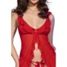 Cr 4696 Babydoll & String Kruisloos Rood S/M