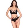 Cr 4703 Ensemble Deux Pièces Entrejambe Ouvert Noir Xl