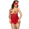 Cr 4715 Set Babydoll Vierteiliges Rot S