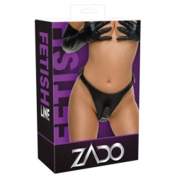 Lederen string met 2 dildo's L/XL