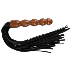Leren zweep met houten handvat