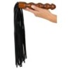 Leather riding crop with wooden handle