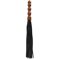 Leather riding crop with wooden handle
