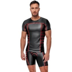 Meeste T-särk must/punane 2XL