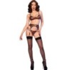 Cr 4837 Wildcat Set BH + Strümpfe + Leopard String Tanga L
