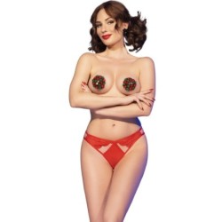 Cr 4839 Set de Noël Cache-tétons + Culotte Rouge L/Xl