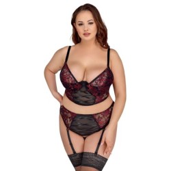 Conjunto de sujetador negro/rojo 90C/XL
