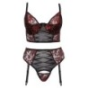 Conjunto de sujetador negro/rojo 90C/XL