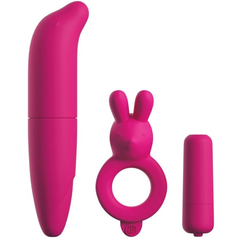 Kit Pour Couples Avec Anneau, Balle Et Stimulateur Rose