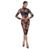 Beflocktes Kleid mit Print L