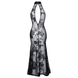 Langes schwarzes Kleid L