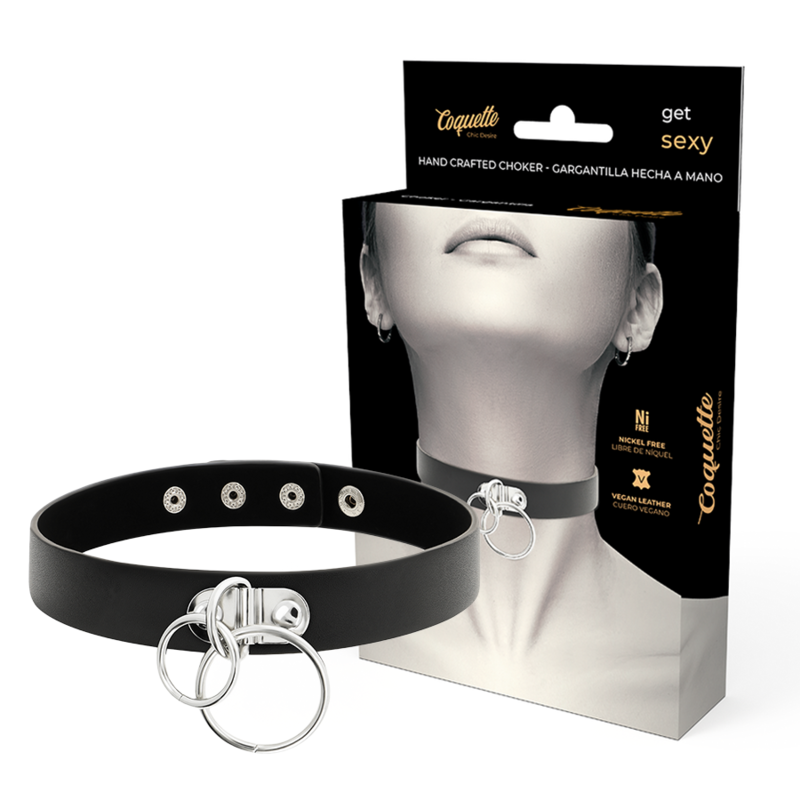 Choker z Wegańskiej Skóry z Podwójnym Oczkiem Choker z Wegańskiej Skóry z Podwójnym Oczkiem