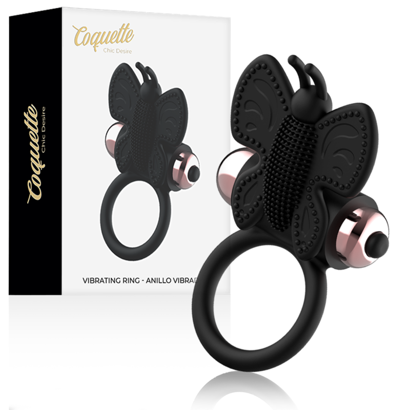 Cock Ring Butterfly Vibraator Rõngas Must / Gold