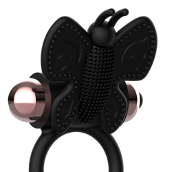 Cock Ring Butterfly Vibraator Rõngas Must / Gold