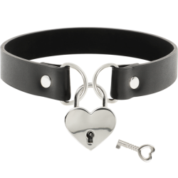 Collare in Pelle Vegana Accessorio Cuore con Chiave