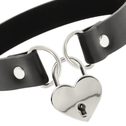 Collare in Pelle Vegana Accessorio Cuore con Chiave