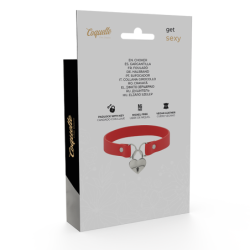 Collare in Pelle Vegana Rossa Accessorio Cuore con Chiave