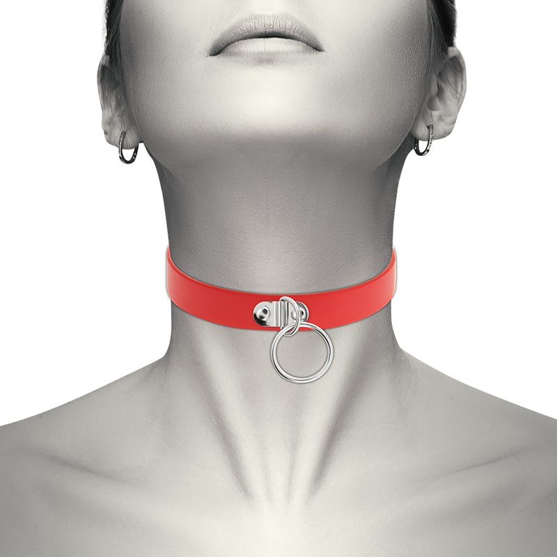 Rode Veganistisch Leer Accessoire Woman Fetish Halsband Rode Veganistisch Leer Accessoire Woman Fetish Halsband