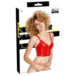 Top com zíper de verniz vermelho P