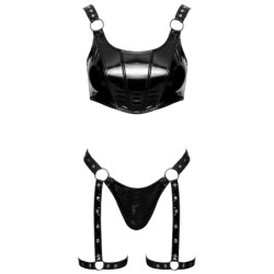 Top en cuir verni et String L