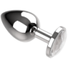 Plug Anale in Metallo Taglia M Cristallo Trasparente 3.5 X 8Cm