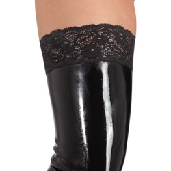 Latexstrømper med blonde S