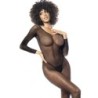 Mod. 1102 Langærmet Fiskenet Bodystocking Sort Os