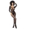 Mod. 1102 Langærmet Fiskenet Bodystocking Sort Os
