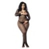 Mod. 1102X Langærmet Fiskenet Bodystocking Sort Osx