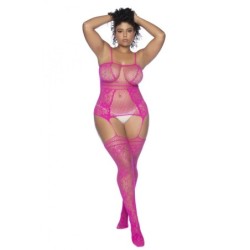 Mod. 1105X Calza a rete, Scolli e Bretelle Rosa Neon Osx