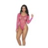 Mod. 1119 Long Sleeve Fishnet Bodysuit Neon Pink Os