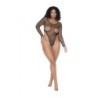Mod. 1119X Langærmet Fiskenet Bodystocking Sort Osx