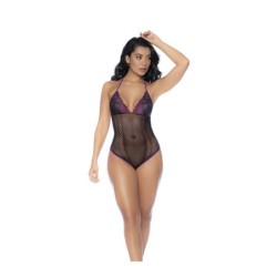 Mod. 1121 Set Body in Rete e Pizzo Nero/Viola Os