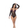 Mod. 1121 Set Body in Rete e Pizzo Nero/Viola Os
