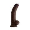 Model C 9.5 Pene in Silicone Liquido con Testicoli - Mogano