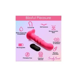 Vibrador de Silicone Estriado C/ Controlo Rosa