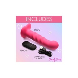 Geribbelde siliconen vibrator met afstandsbediening roze