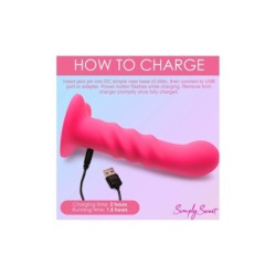Geribbelde siliconen vibrator met afstandsbediening roze