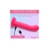 Geribbelde siliconen vibrator met afstandsbediening roze